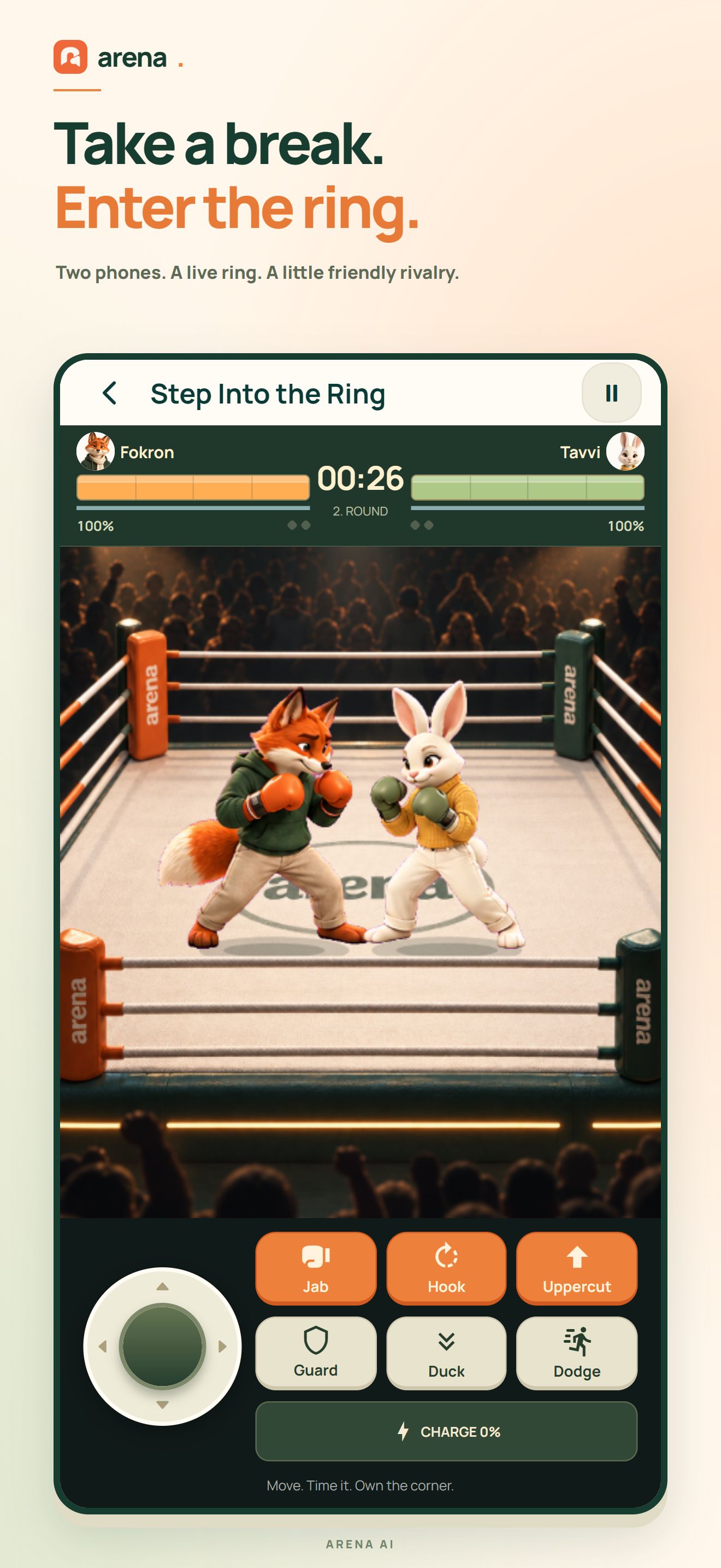 Current two-dimensional Ring game with two fighters and health bars