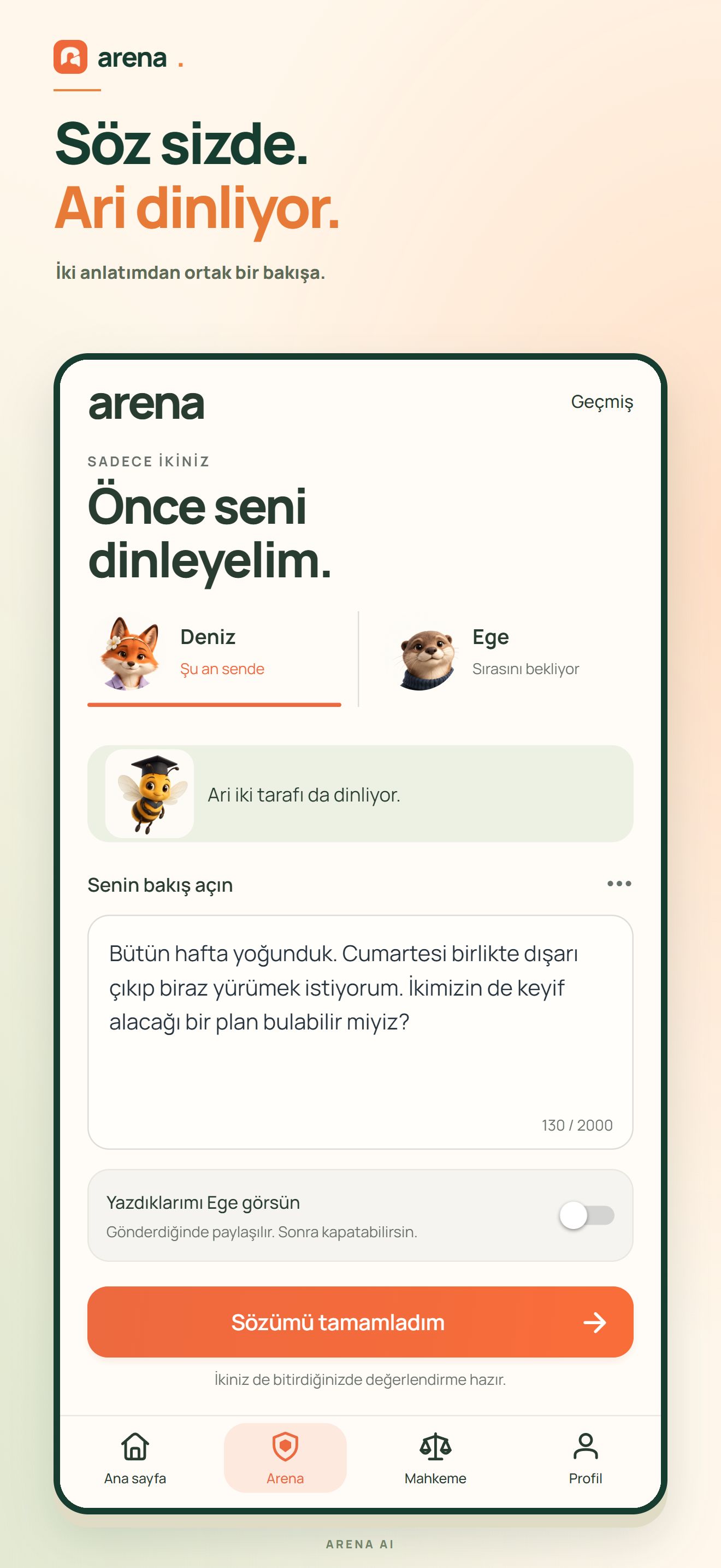 Arena’da iki partnerin anlatımı