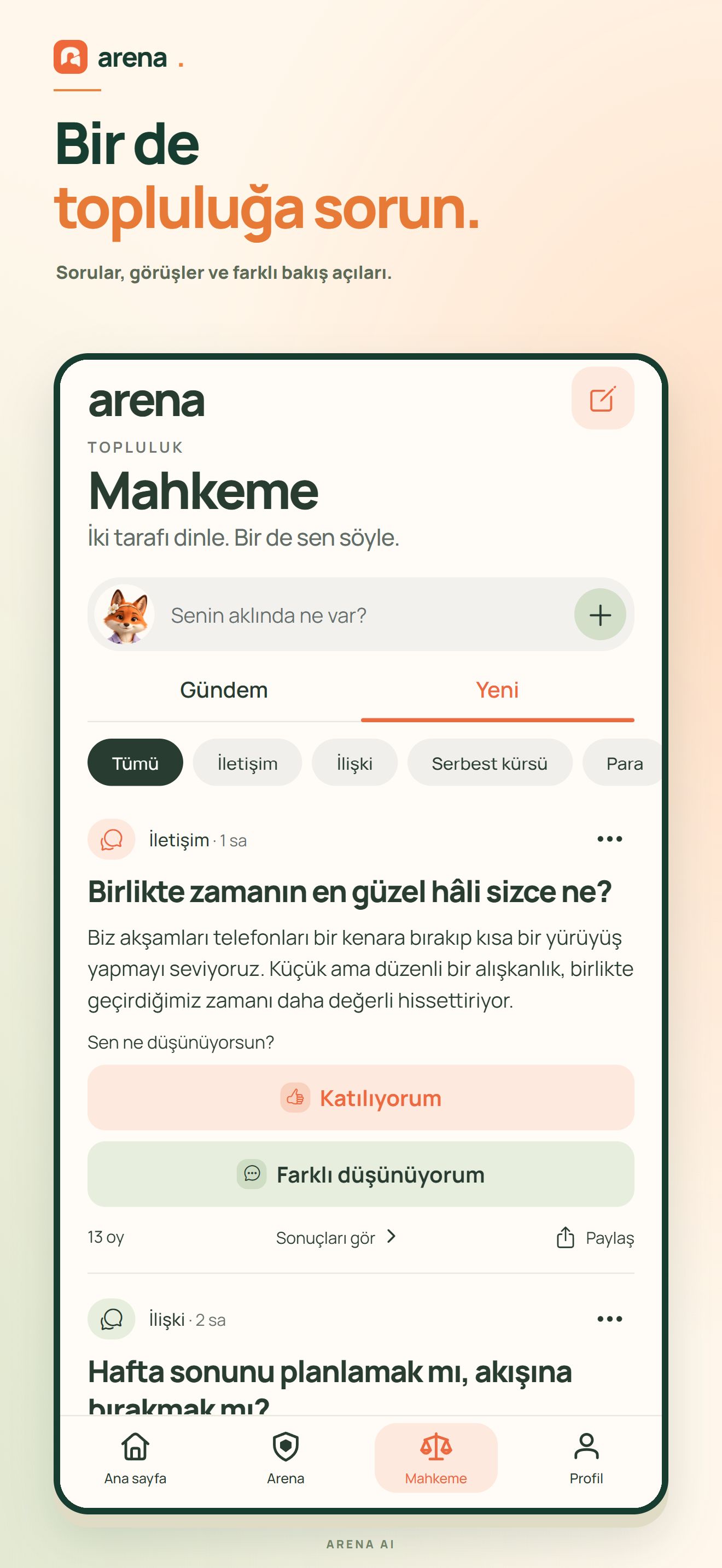 Mahkeme topluluk akışında sorular ve görüşler