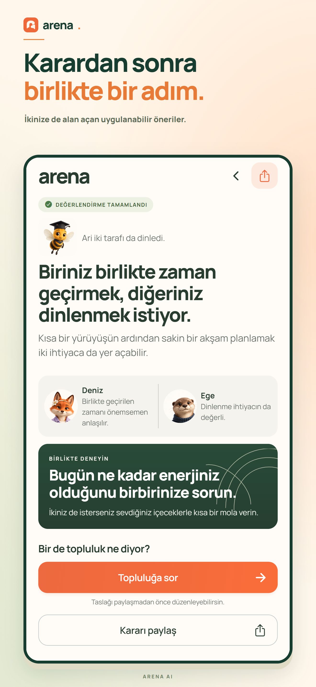 Ari’nin değerlendirmesi ve ortak adım önerileri